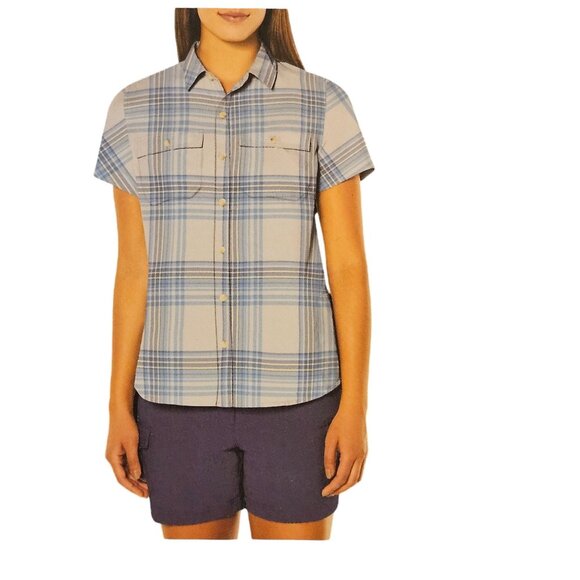 Eddie Bauer Womens Shirt Blue L sustainable travel-ready UPF 50 Moisture Wicking - Picture 1 of 13